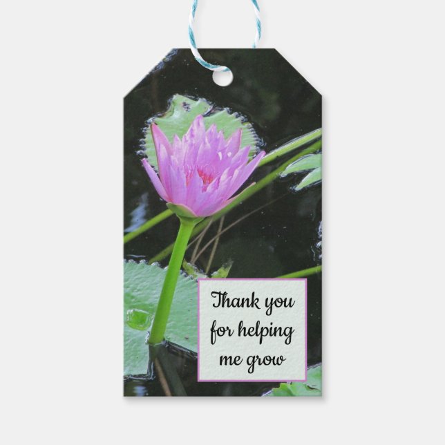Lehrer Wertschätzung Danke Wasser Lily Bloom Geschenkanhänger (Vorderseite)
