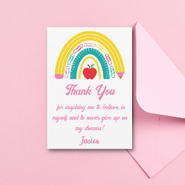Lehrer Wertschätzung farbenfrohe Regenbogen-Rosa S Dankeskarte