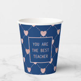 Lehrer Wertschätzung Herz Muster Navy Blau Pappbecher