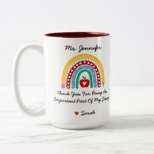 Lehrer Wertschätzung mit Dankeschön Nachricht Cust Zweifarbige Tasse