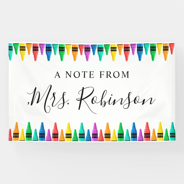 Lehrer Wertschätzung Rainbow Crayon Banner (Horizontal)