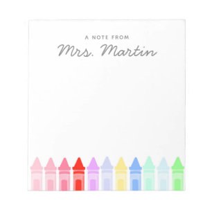 Lehrer Wertschätzung Rainbow Crayon Notepad Gesche Notizblock
