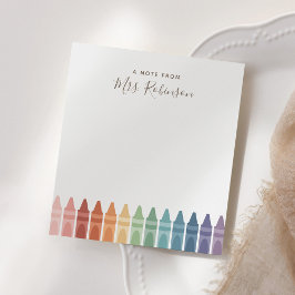 Lehrer Wertschätzung Rainbow Crayon Notizblock