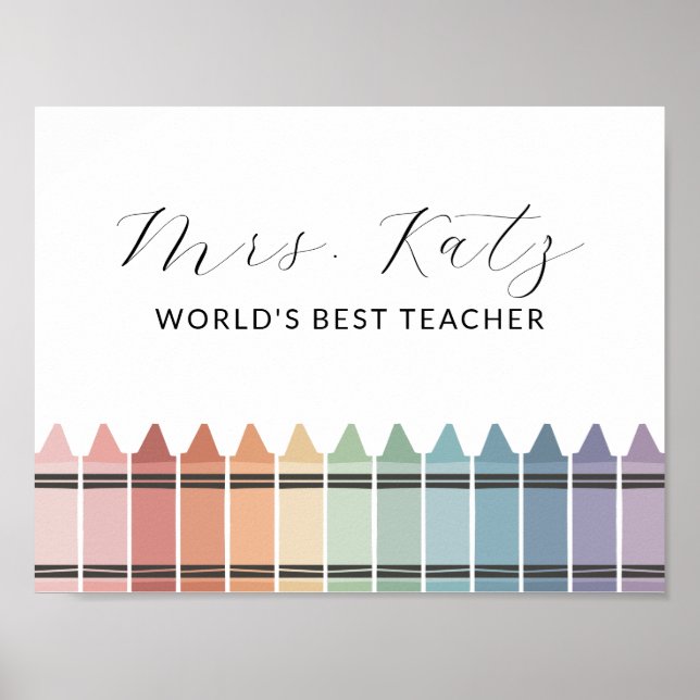 Lehrer Wertschätzung Rainbow Crayon Poster (Vorne)