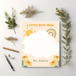 Lehrer Wertschätzung Retro Rainbow BlütenCustom Notizblock