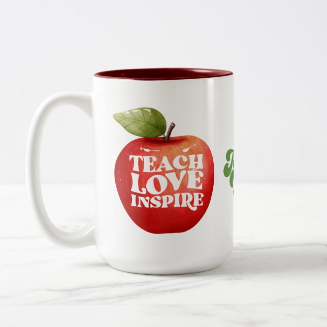 Lehrer Wertschätzung Teach Liebe Inspirier Kaffee  Zweifarbige Tasse (Links)