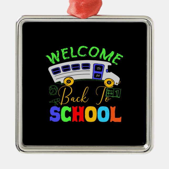 Lehrer willkommen zurück zur Schule Ornament Aus Metall (Vorne)