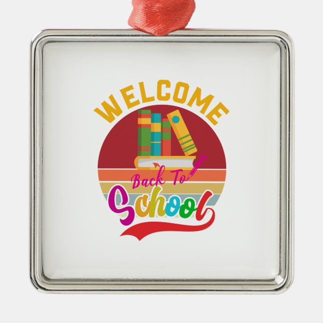 Lehrer willkommen zurück zur Schule Ornament Aus Metall (Vorne)