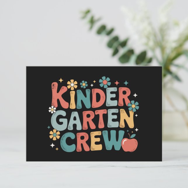 Lehrer zurück zur Crew des Kindergartens Dankeskarte (Stehend Vorderseite)