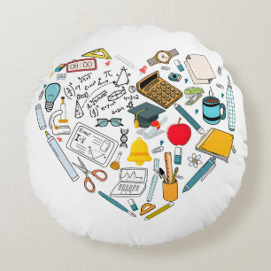 Lehrerassistent Professor Tool Heart Rundes Kissen