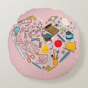 Lehrerassistent Professor Tool Heart Rundes Kissen