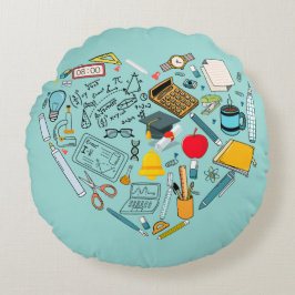 Lehrerassistent Professor Tool Heart Rundes Kissen