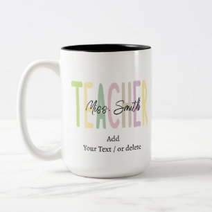 Lehrerbewertung   Name und Text des benutzerdefini Zweifarbige Tasse