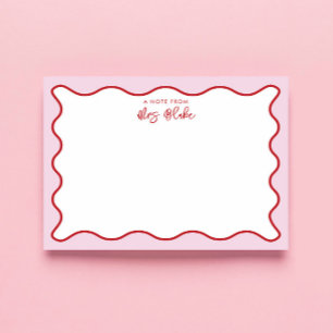 Lehrerbewertung Rosa Rote Wavy Notizblock