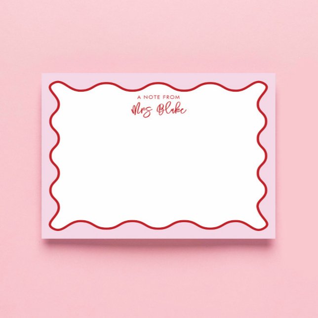 Lehrerbewertung Rosa Rote Wavy Notizblock (Von Creator hochgeladen)