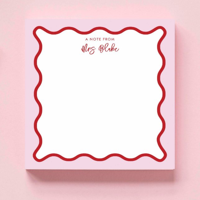 Lehrerbewertung Rosa Rote Wavy Notizblock (Von Creator hochgeladen)