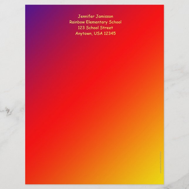Lehrerbewertungsstation, Vivid Rainbow Briefbogen (Vorderseite)