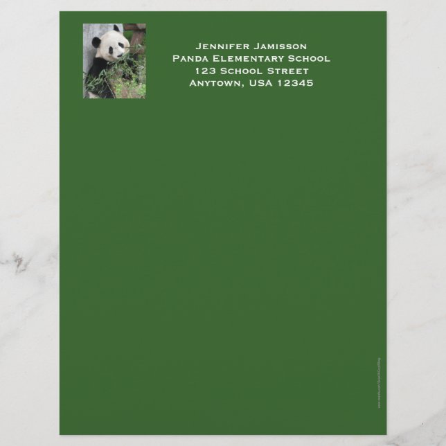Lehrerbewertungsstelle, Panda, grüner Trim Briefkopf (Vorderseite)