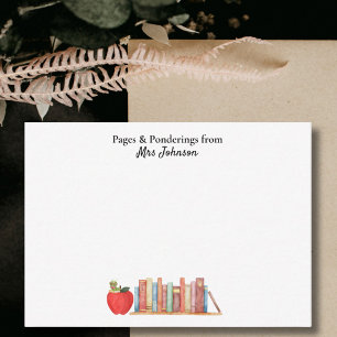 Lehrerbücher zur Würdigung Red Apple Bookworm Mitteilungskarte
