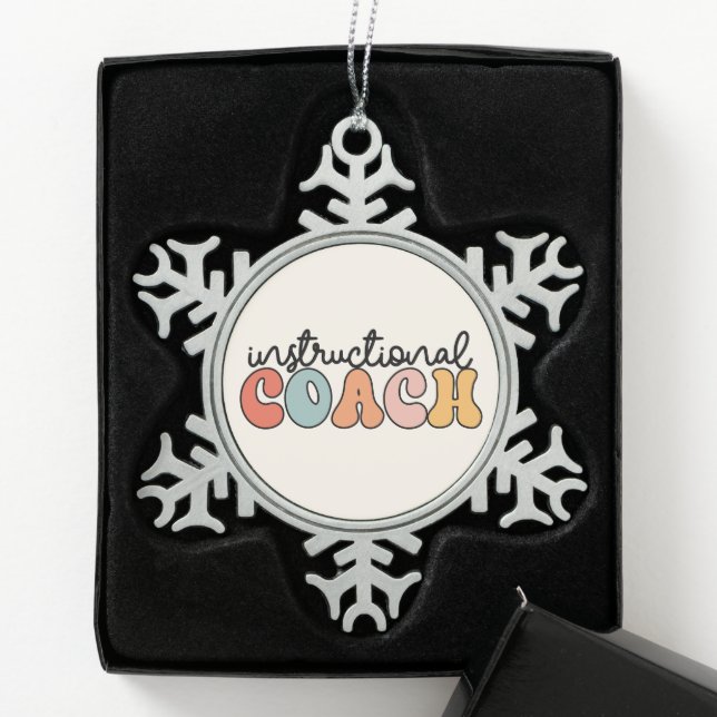 Lehrercoach Retro Schneeflocken Zinn-Ornament (Box)