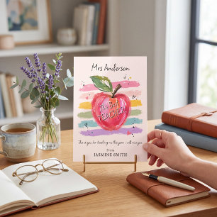 Lehrerdank-Apfel-Aquarell-Flachkarte Dankeskarte