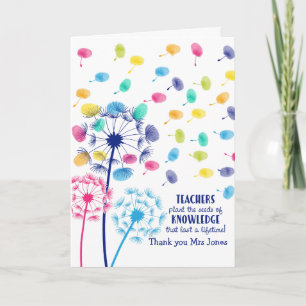 Lehrerdankeschön-Geschenk Löwenzahn Fingerabdruck Karte