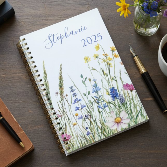 Lehrerexamen Wildblumen Botanik Geschenk Planer (Floral wildflower meadow planner — a lovely graduation gift for her or teacher appreciation idea.)