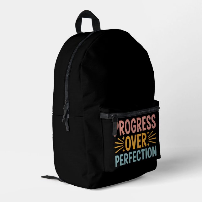 Lehrerfortschritt über Perfektion zurück zur Schul Bedruckter Rucksack (Rückseitige Ecke links)