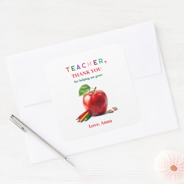 Lehrergeschenk - Aufkleber mit Dankeschön-Nachrich (Umschlag)