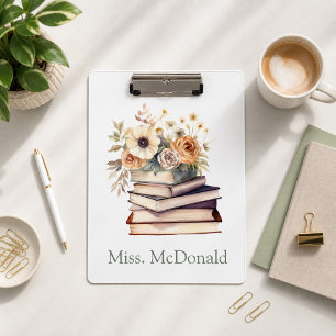 Lehrergeschenk Florale Bücher Klemmbrett