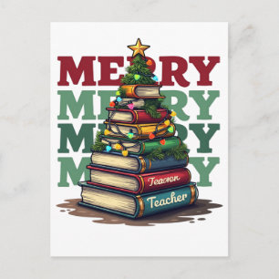Lehrergeschenk   Frohe Weihnachten Lehrer Bücher Postkarte