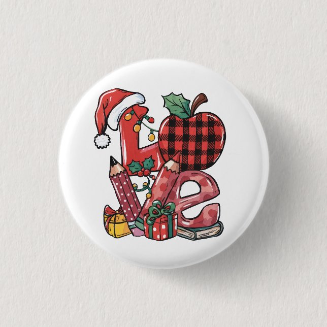Lehrergeschenk | Frohe Weihnachten Liebe Button (Vorderseite)