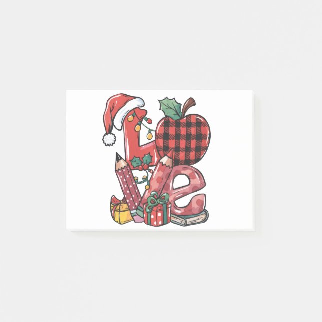 Lehrergeschenk | Frohe Weihnachten Liebe Post-it Klebezettel (Vorderseite)