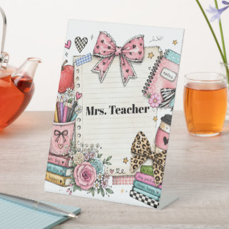 Lehrergeschenk, individuelles Schild, süßer Stil Sockelschild