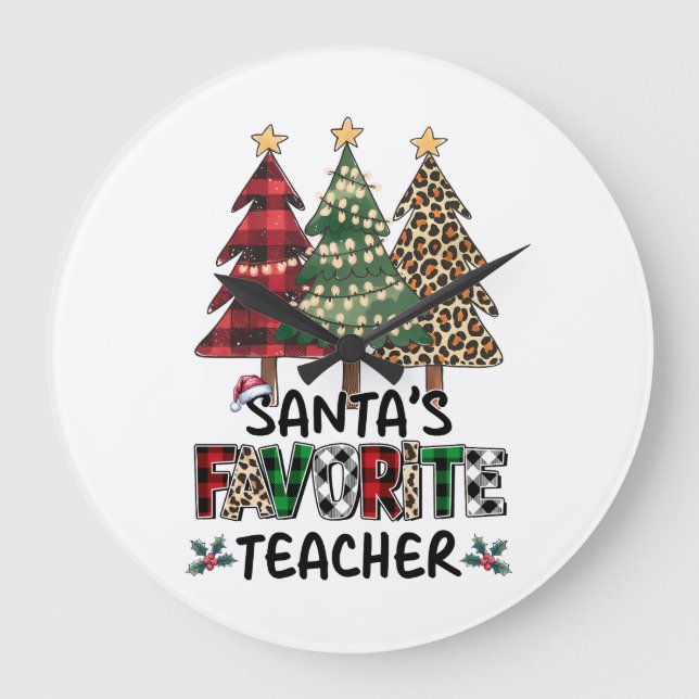 Lehrergeschenk | Santas Lieblingslehrer Große Wanduhr (Vorderseite)