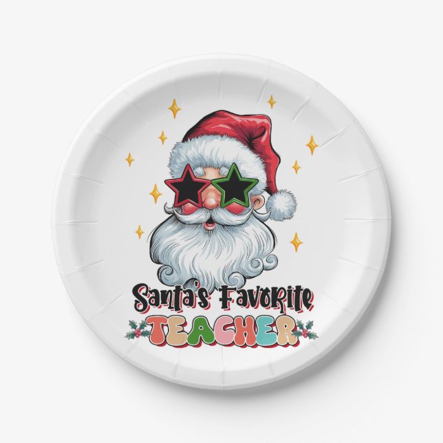 Lehrergeschenk | Santas Lieblingslehrer Pappteller (Vorderseite)