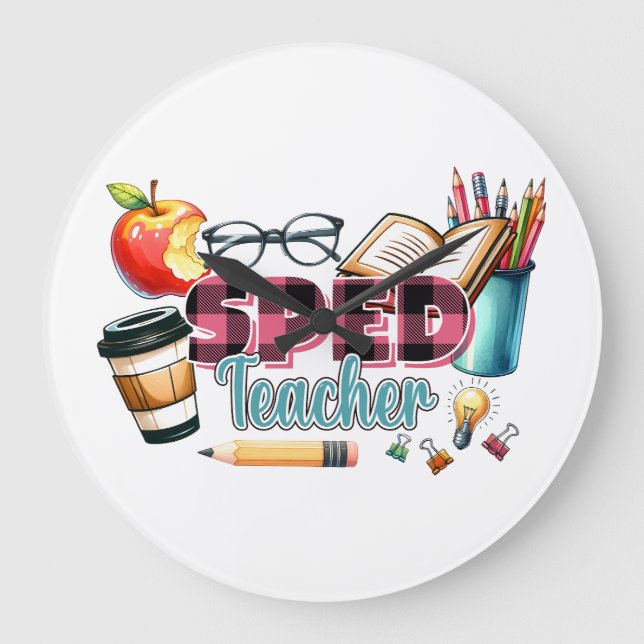 Lehrergeschenk | Sonderschullehrer Große Wanduhr (Vorderseite)