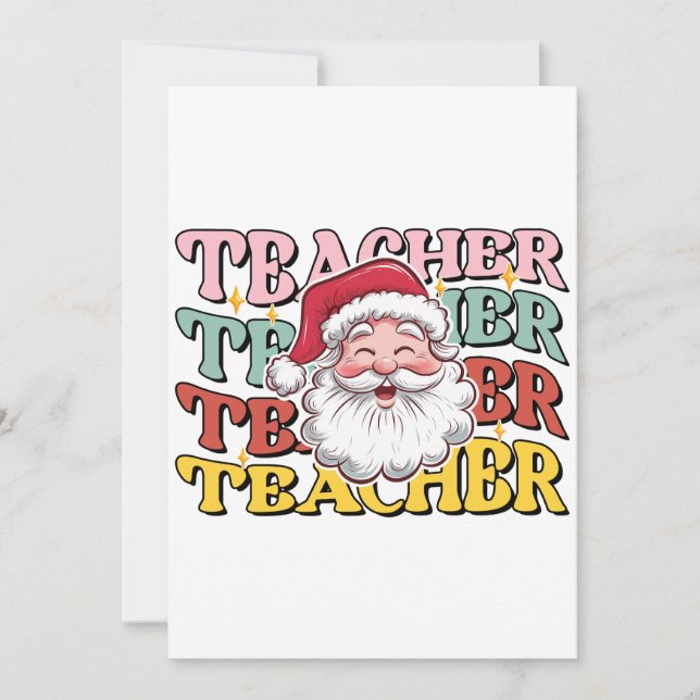 Lehrergeschenk | Weihnachtsmann-Lehrer Einladung (Vorderseite)
