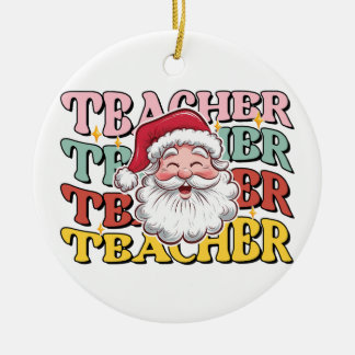 Lehrergeschenk | Weihnachtsmann-Lehrer Keramik Ornament