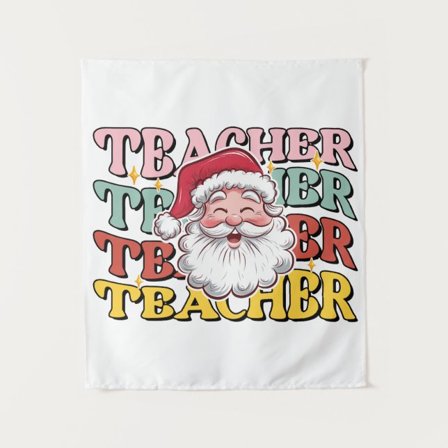 Lehrergeschenk | Weihnachtsmann-Lehrer Wandteppich (Vorderseite)