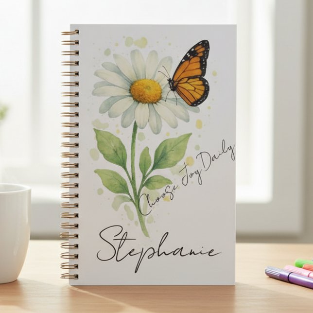Lehrergeschenk zur Abschlussfeier Wildblume Botani Planer (Watercolor wildflower and butterfly design for a teacher graduation gift idea)