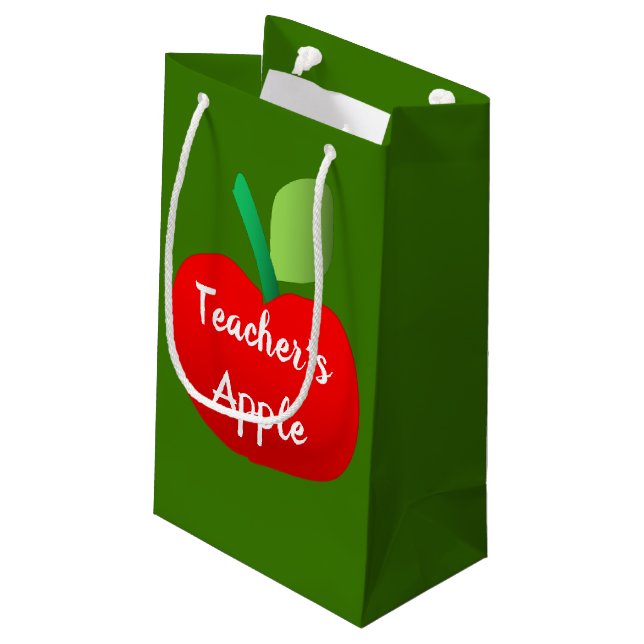 Lehrergeschenktasche Apfel Kleine Geschenktüte (Rückseite Schrägansicht)