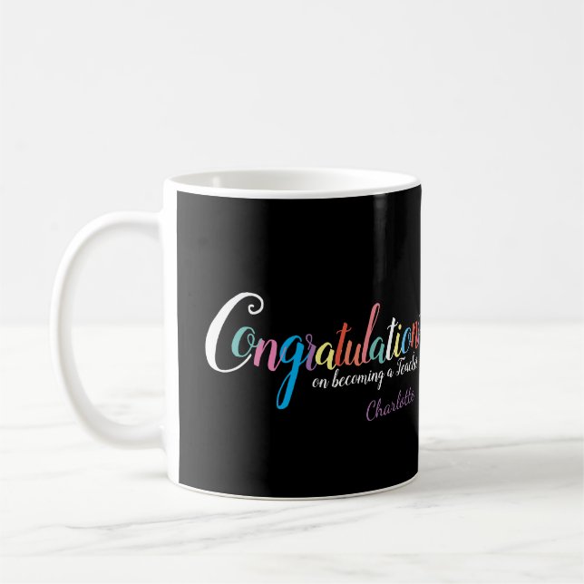 Lehrerin Abschluss Glückwunsch Geschenk Kaffeetasse (Links)