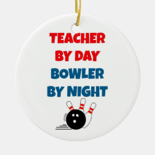 Lehrerin an Tag Bowler durch Nacht Keramikornament