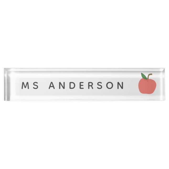Lehrerin Apple | Niedliche moderne Grafische Fruch Namensplakette (Vorderseite)