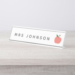 Lehrerin Apple | Niedliche moderne Grafische Fruch Schreibtischnamensplakette