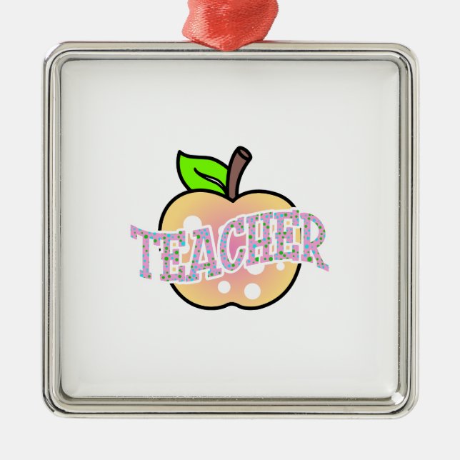 Lehrerin Apple Ornament Aus Metall (Vorne)