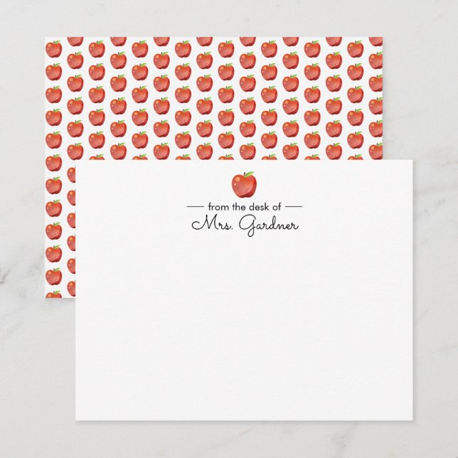 Lehrerin Apple Personalisiert Stationery Mitteilungskarte (Vorne/Hinten)