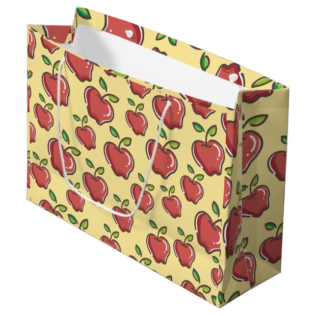 Lehrerin Apple Tree Patterns Preschool Art Teacher Große Geschenktüte (Vorderseite Schrägansicht)