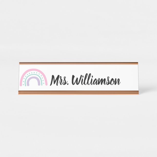 Lehrerin Beruflich Rainbow Schreibtischnamensplakette (Vorderseite )